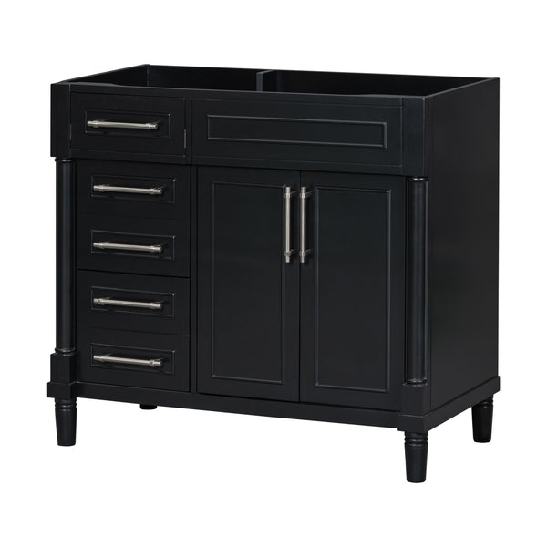 English Elm 36'' 36" Bathroom Vanity Freestanding Storage Cabinet with 3 Soft-Close Drawers, Solid Wood Frame, 300lb Capacity WF322109AAB