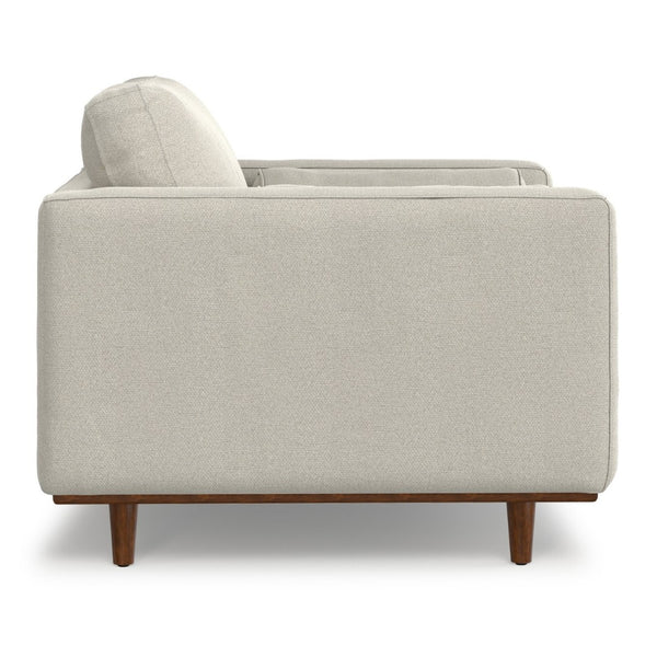 English Elm Morrison Sculptural Mid-century Armchair with Rubberwood Legs and Performance Fabric Cream White B136P420740