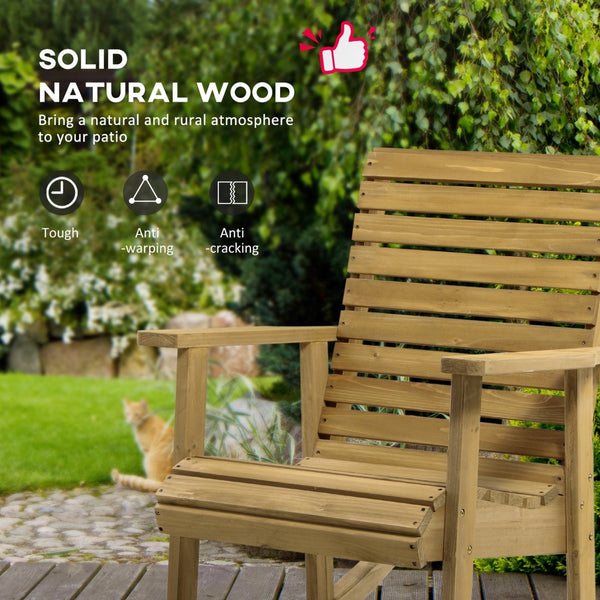 English Elm Outsunny Solid Fir Porch Rocker with Slatted Back and Arms for Patio or Sunroom W2225P174328