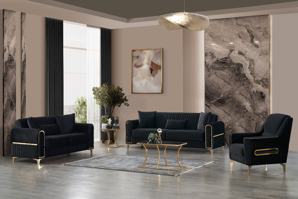 English Elm Melody Contemporary Velvet 3Pc Seating Set: Stylish Sofa, Loveseat & Chair With Sleeper Functionality B009S01524