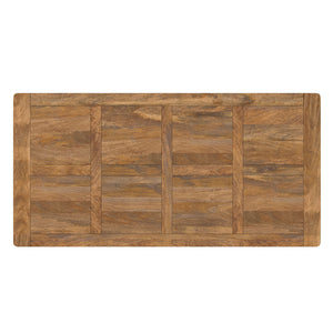 English Elm Campbell Burnt Wax Dining Table - Solid Mango Wood, Industrial Black Iron Base, 72"x36" Seating 6, Durable Finish B136P203493