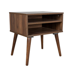 English Elm Queen Light Gray Upholstered Bed with 2 Light Walnut Nightstands — Queen Size, 100% Polyester, Modern Elegance B2699S00074