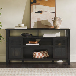 58" 2-Door Transitional Sideboard Black HTTD5DBL2 Walker Edison