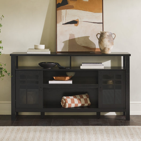 58" 2-Door Transitional Sideboard Black HTTD5DBL2 Walker Edison