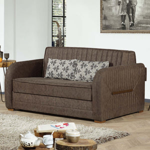 English Elm PrimeNest Flyte Collection Upholstered Convertible Loveseat with Storage, Sleeper Sofa for Small Spaces Dark Brown B030P281819