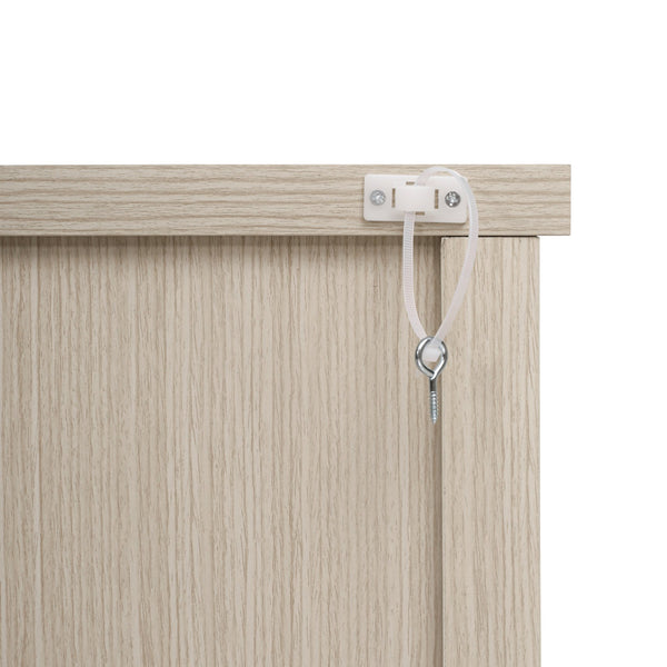 English Elm 2-Door Carved Storage Cabinet with Floral Handle, Adjustable Shelf, Anti-Tip Safety, Slim Design Natural W688P232767