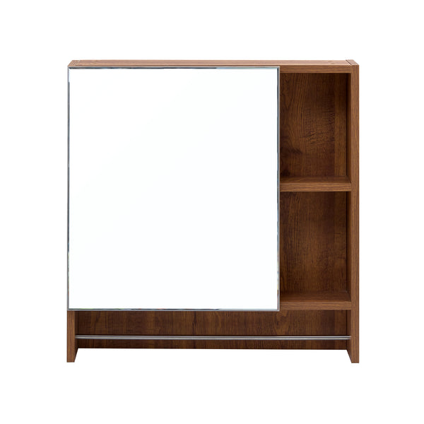 English Elm Bathroom Walnut Mirror Cabinet Wall Mounted with 4 Compartments, Towel Rack, HD Mirror, Moisture-Resistant W3226P325706