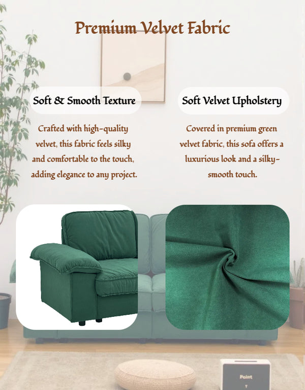 English Elm Fx-P20M-2S-Gr Green Velvet 2-Seater Loveseat With Hidden Storage - Stylish Sofa For Small Spaces W576S00230