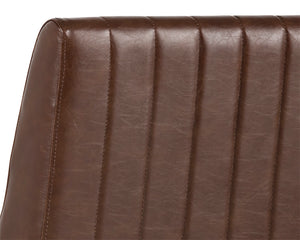 Sunpan Halden Dining Chair Set of 2 – Urban Style with Bold Stitching and Rustic Bronze Steel Frame Vintage Cognac