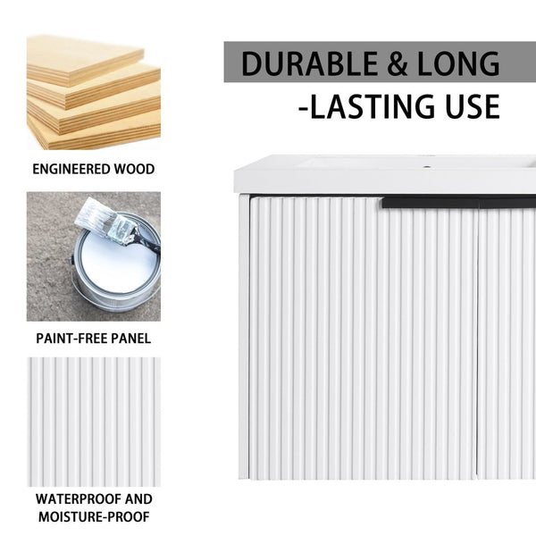 English Elm 48" Modern Wall-Mounted Bathroom Vanity With Resin Double Sink & Soft-Close Doors For Stylish Storage P2 W999S00352-GIGA