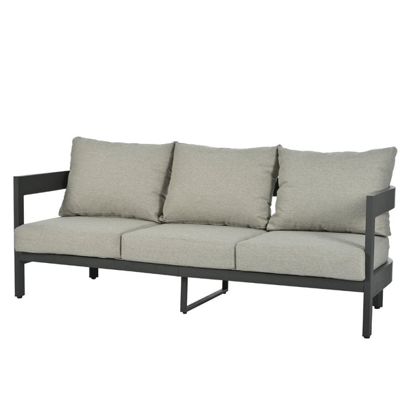 English Elm U_style Iron Frame Outdoor Seating Set with Plush Cushions and Faux Wood Accent Table N711P255067A