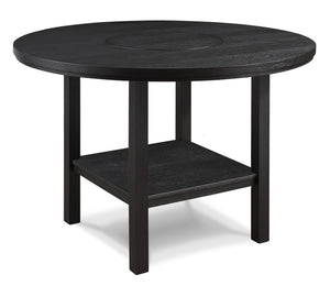 English Elm 1pc Counter Height Round Dining Table 54" with Lazy Susan Charcoal Finish Rustic-Modern Design B011P261860