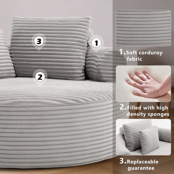 English Elm Round Cloud Sectional Sofa Bed with Memory Foam Cushions for Modern Living Spaces W3224P444277