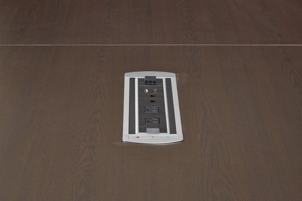 OSP Home Furnishings Expandable Tables Power Data Unit with Dual Ac Outlets Rj45 Cat6 and Hdmi Ports EXP-POW1