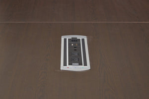 OSP Home Furnishings Expandable Tables Power Data Unit with Dual Ac Outlets Rj45 Cat6 and Hdmi Ports EXP-POW1