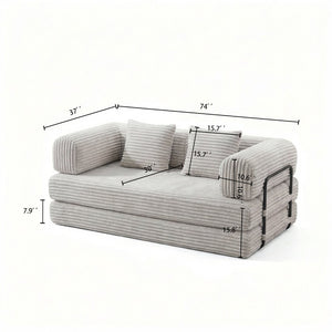 English Elm Compression Corduroy Modular Floor Sofa Sleeper Loveseat Tatami Sectional for Living Room Beige W1919P414169