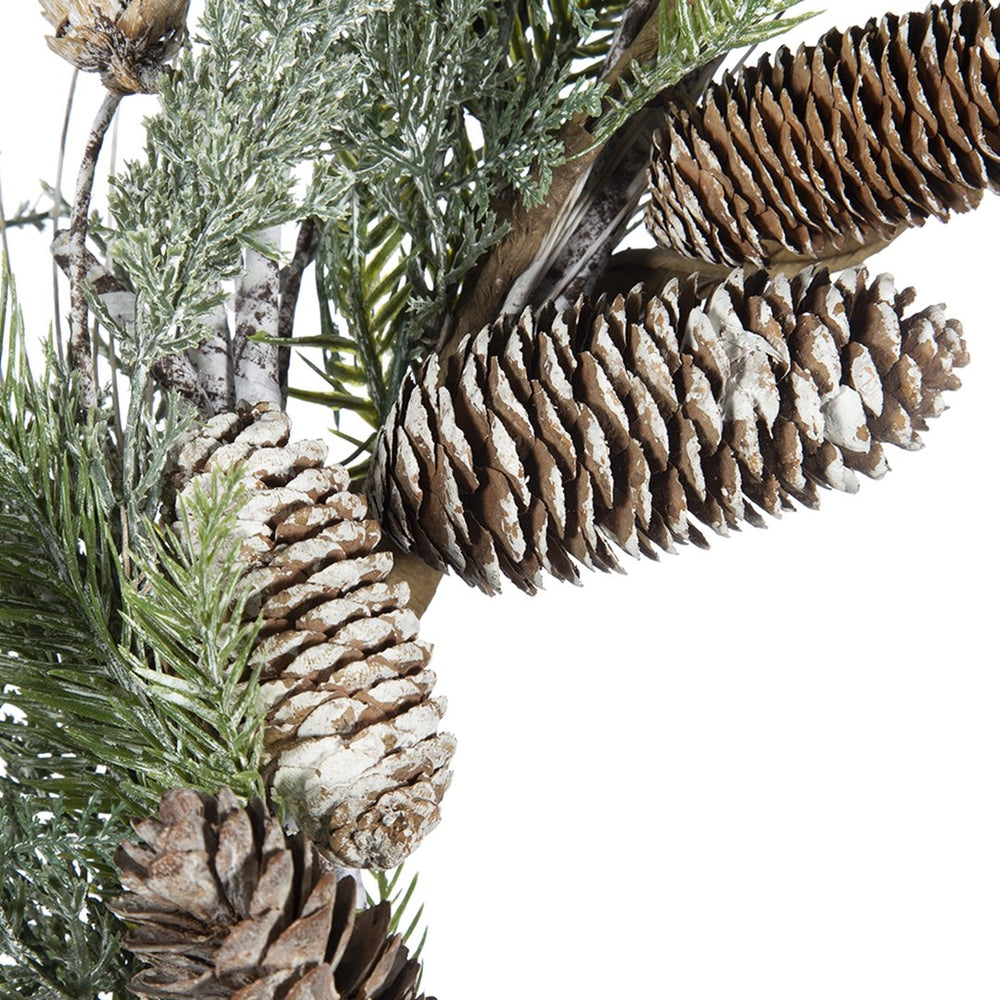 English Elm D24" Realistic Pine & Pinecone Wreath with Lifelike Dense Faux Foliage, 24in Rustic Seasonal Decor W2078P361312