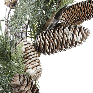 English Elm D24" Realistic Pine & Pinecone Wreath with Lifelike Dense Faux Foliage, 24in Rustic Seasonal Decor W2078P361312