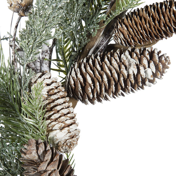 English Elm D24" Realistic Pine & Pinecone Wreath with Lifelike Dense Faux Foliage, 24in Rustic Seasonal Decor W2078P361312