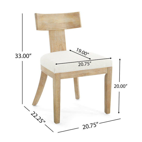 English Elm Christopher Knight Home® - DINING Fabric Upholstered Side Chairs Set of 2 with Curved Slat-Back, Rubberwood Frame, Plush Comfort Beige 74605.00BGE