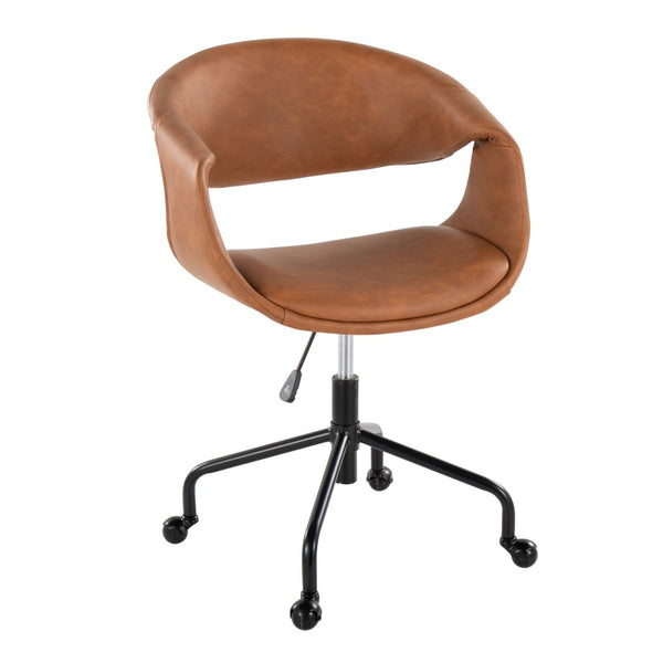 English Elm Task Chair with Chrome Five Star Base Grey Fabric Seat for Modern Home Office Use Black,Camel B202P474190