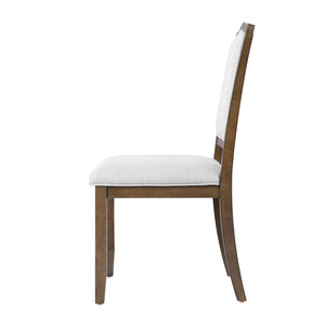 English Elm 6-piece Extendable Wood Dining Set with Linen Upholstered Chairs Bench Seats Eight Beige+Brown N752S000097D