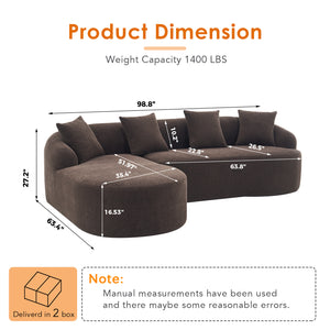English Elm Compression Compression Sponge Sofa Curved Modular Sectional with 30D High-Density Chenille Sleeper for Cozy Apartment Living Room Comfort and Safe Rounded Design Brown W2231S00029