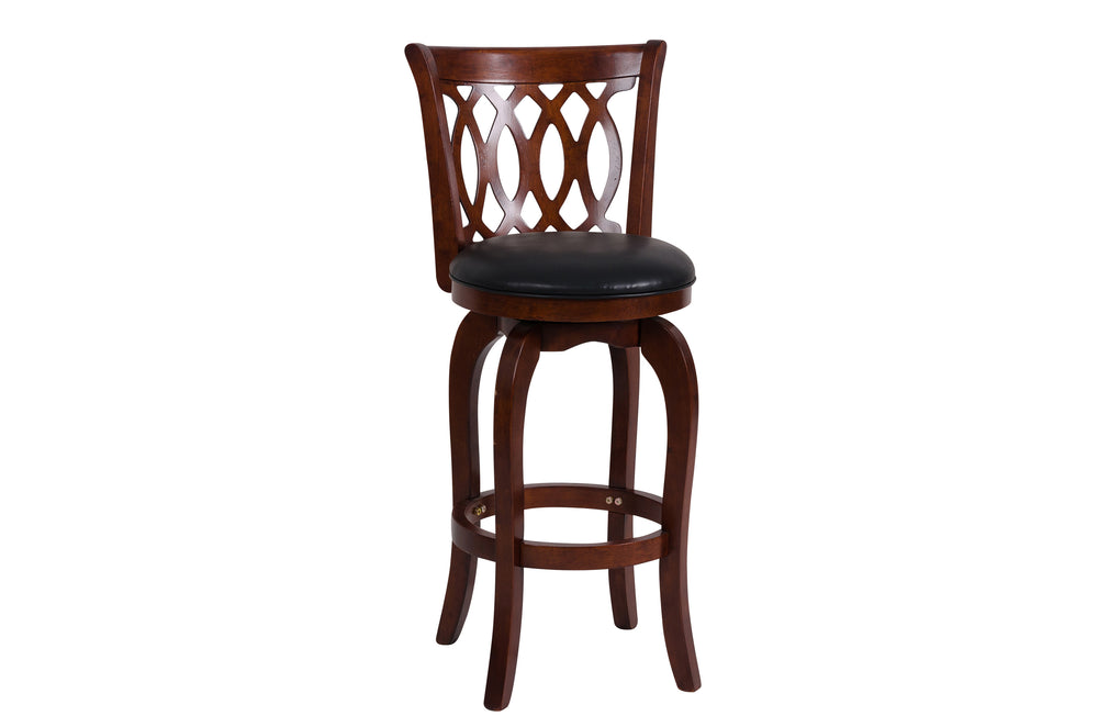 English Elm Comfortable Swivel Pub Height Chair - Stylish Dark Cherry Faux Leather, Solid Wood, 360° Rotating Design B011P238917