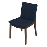 Ashcroft Furniture Laura Blue Linen Solid Wood Dining Chairs - Set of 2, Mid-Century Style