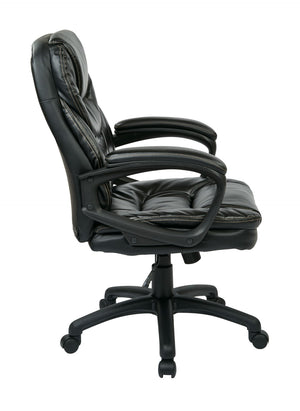 OSP Home Furnishings Faux Leather Executive Office Chair with Lumbar Support and Ergonomic Tilt Control Black FL660-U6