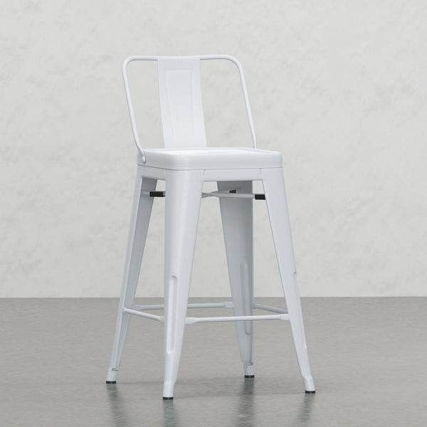 English Elm Keeley White 24" Metal Counter Height Stool Set of 2 — Curved Back, Footrest, Durable Powder Coat Finish B2732P253607