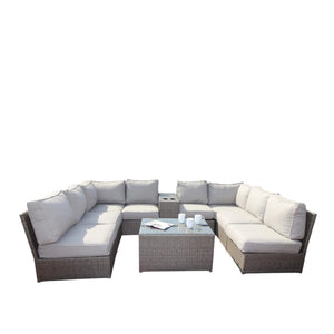 English Elm Fully Assembled 6-Seat Wicker Sectional Set With Cushions, Coffee Table & Weather-Resistant Design B120S00194
