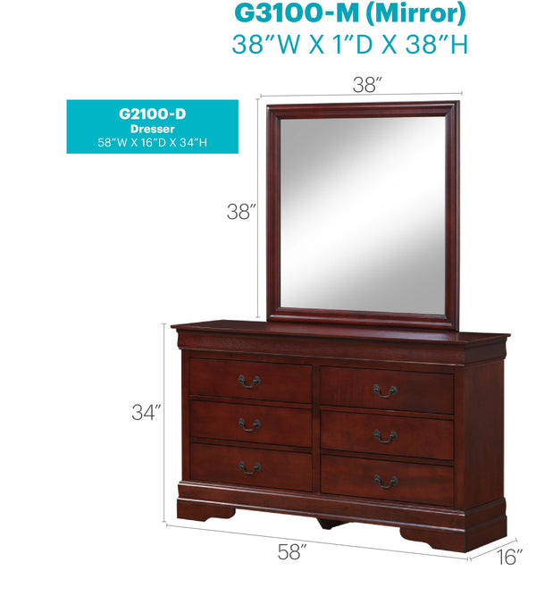 English Elm LouisPhillipe Elegant Traditional Dresser with Carved Bases, English Dovetail Drawers & Tarnish-Resistant Hardware Cherry 37 L x 59 W x 18 H B078108119