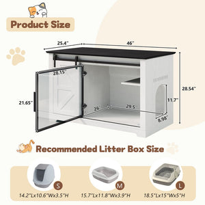 English Elm 46" Farmhouse Litter Box Enclosure with Barn Door Led Lighting and Storage Cabinet N704P402453K