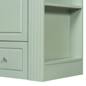 English Elm 20" Freestanding Bathroom Vanity Mdf Cabinet Ceramic Sink Open Shelves Powder Room Green N725P364210F