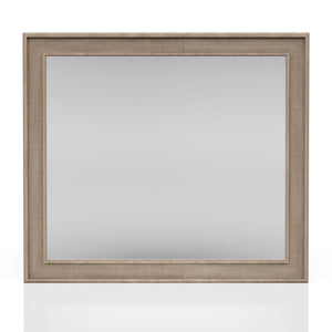 English Elm Sand Rectangle Wood Mirror with Beveled Glass and Rubberwood Frame, Dresser-Mount, Warm Finish Sand 44.25 L x 46.75 W x 3.5 H B2699P266476