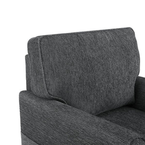 English Elm 360° Swivel Chair Accent Barrel Armchair with Chenille Upholstery, Deep Seat & Side Storage Pockets Grey N719P283037E