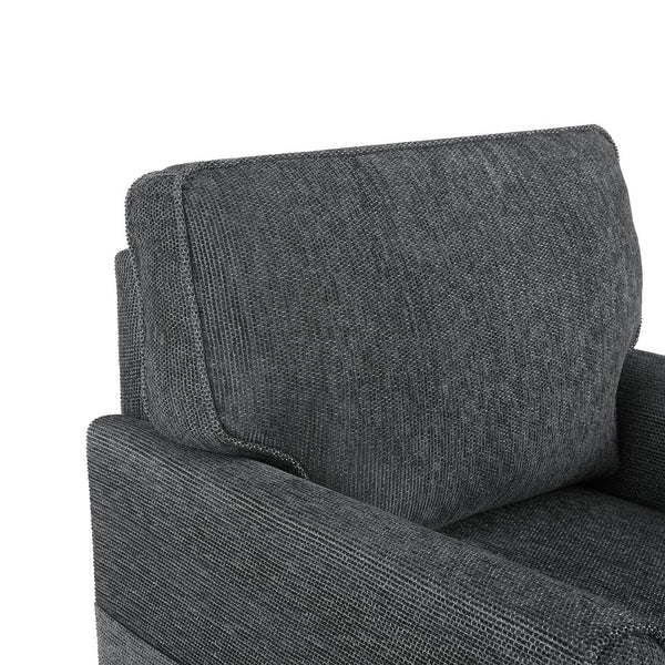 English Elm 360° Swivel Chair Accent Barrel Armchair with Chenille Upholstery, Deep Seat & Side Storage Pockets Grey N719P283037E