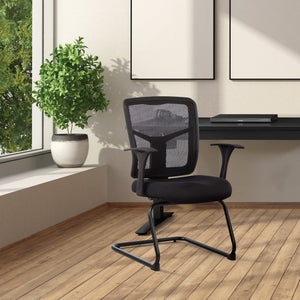 OSP Home Furnishings Progrid Mesh Back Visitor Chair with Lumbar Support and Sled Base for Modern Offices 9093B-30