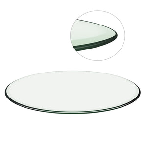 English Elm Size:59.84 Inch Round Tempered Glass Tabletop Clear Polished Surface for Dining Rooms W1151P373004