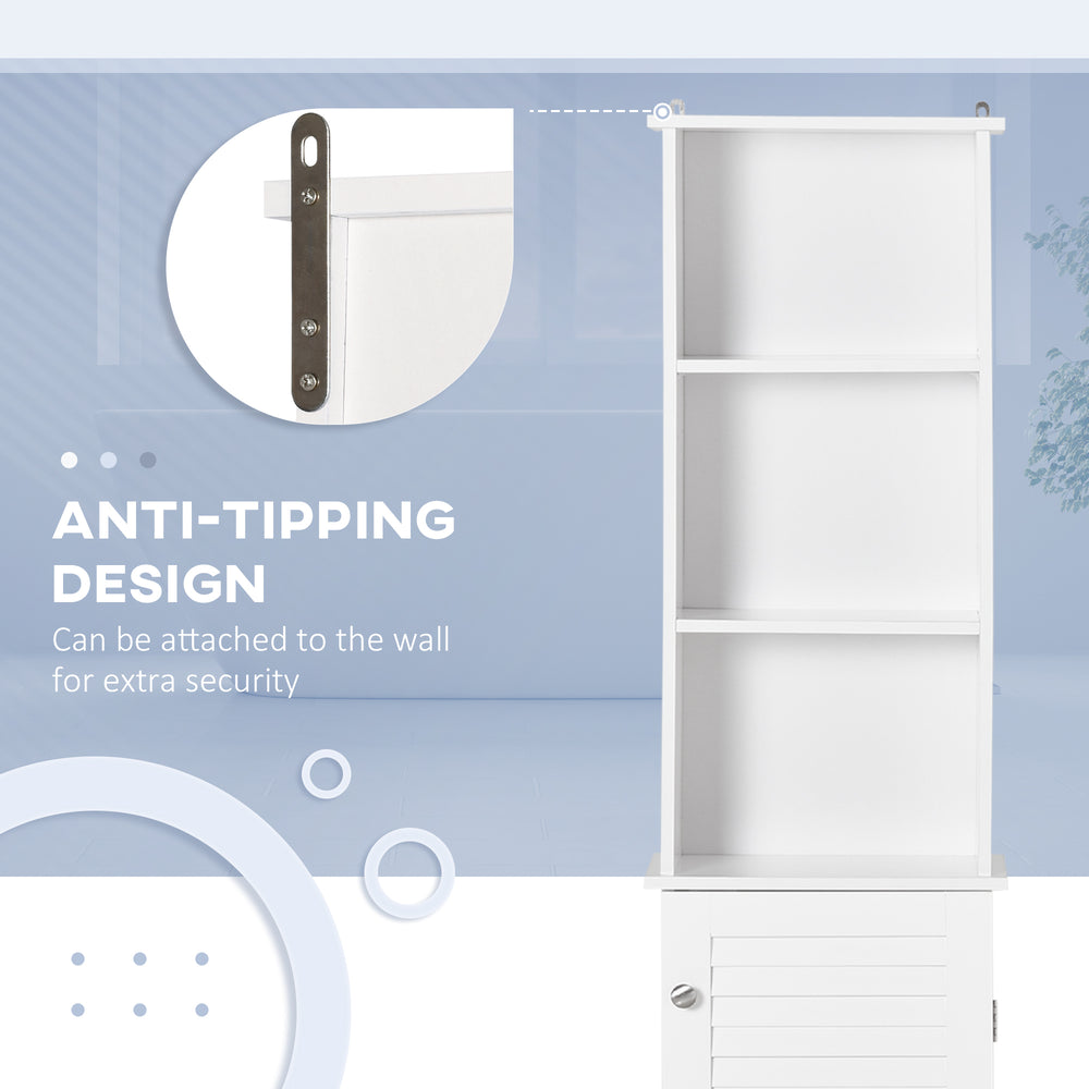English Elm HOMCOM Vertical Bathroom Linen Cabinet 65" Tall Freestanding Storage Tower with 3 Adjustable Shelves, White W2225P200481