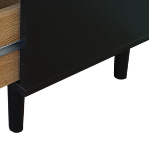 English Elm 59.06"6-Drawers Rattan Storage Cabinet with Spacious Drawers Woven Texture for Bedroom Living Room Black W757P151921