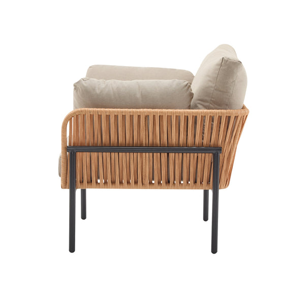 English Elm Christopher Knight Home® - [Set Of 2] 36" Beige Rope Iron Lounge Chairs With Cushions - Perfect For Indoor & Outdoor Spaces N767P237035N_2