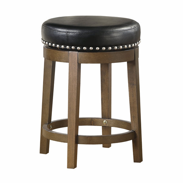 English Elm Round Swivel Stool Set of 2 with Black Faux Leather Seat, Nailhead Trim & Solid Wood Legs, 19.5" H Brown+Black 35.75 L x 22.75 W x 9.75 H B011P201562