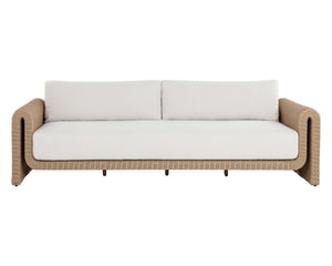 Sunpan TIBI Sofa - Elegant Natural Curved Design in Louis Cream for Outdoor and Indoor Relaxation Spaces 111861V