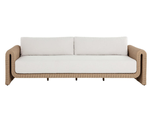 Sunpan TIBI Sofa - Elegant Natural Curved Design in Louis Cream for Outdoor and Indoor Relaxation Spaces 111861V