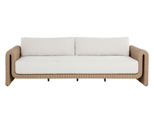 Sunpan Tibi Sofa - Curved Wicker Design With Comfortable Upholstery For Elegant Outdoor Living Spaces Cream Fabric 111861