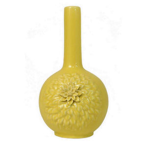 English Elm Remi Tall Ceramic Vase with Floral Motifs Yellow Glazed Narrow Neck 16 Inch B056P416951