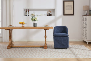 English Elm 058-Set Chenille Fabric Dining Chairs with 360° Swivel Wheels, Ergonomic Upholstered Seating, 250 lb Capacity Blue W527P242553