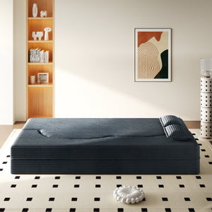 English Elm Modern Corduroy Floor Sofa Foldable Twin Sleeper Foam Filled for Dorms and Playrooms Dark Grey W1885P446607